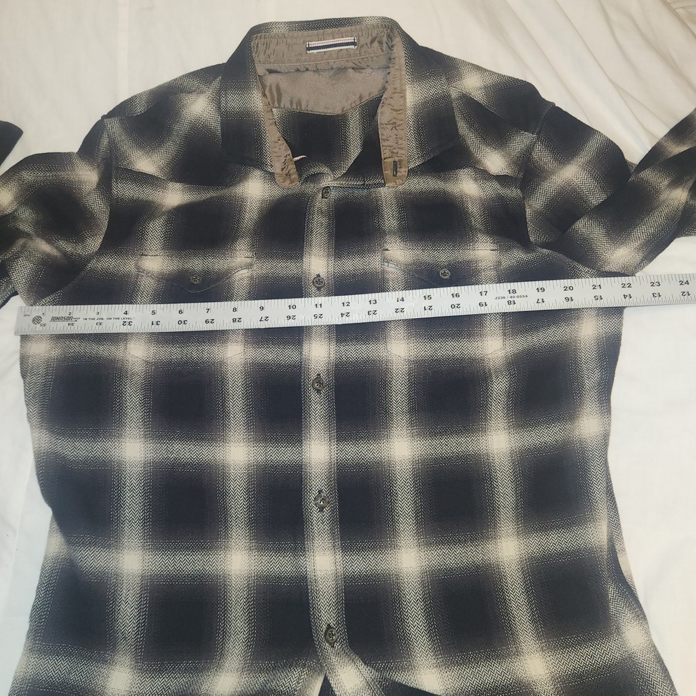 Banana Republic Mens Slim Fit Plaid Herringbone Button Down Shirt Black Tan L